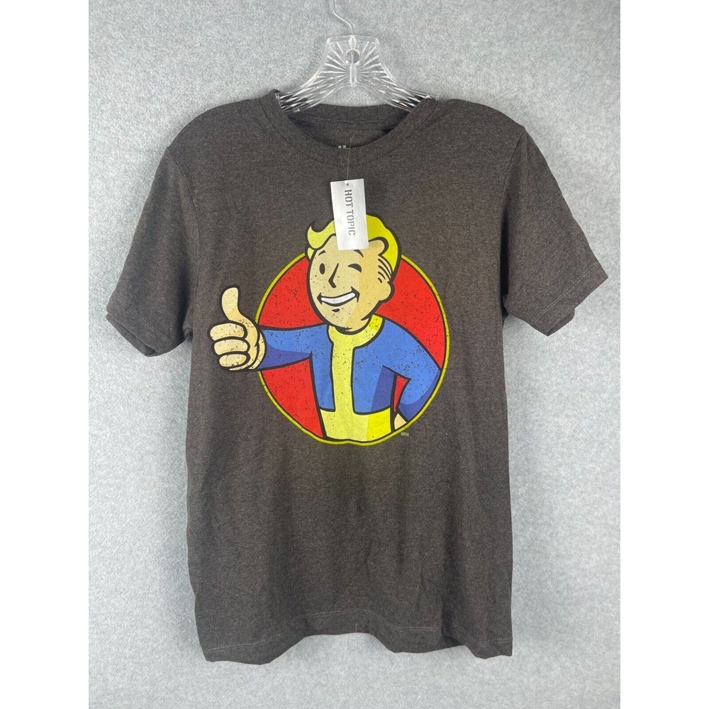 Hot Topic Bethesda Fallout T Shirt Mens S Gray Short Sleeve Video Game Gamer NWT